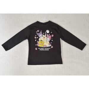 Zara Girl's Hello Kitty and Friends Long Sleeve Black Shirt Sz 6-7 Pancake Party